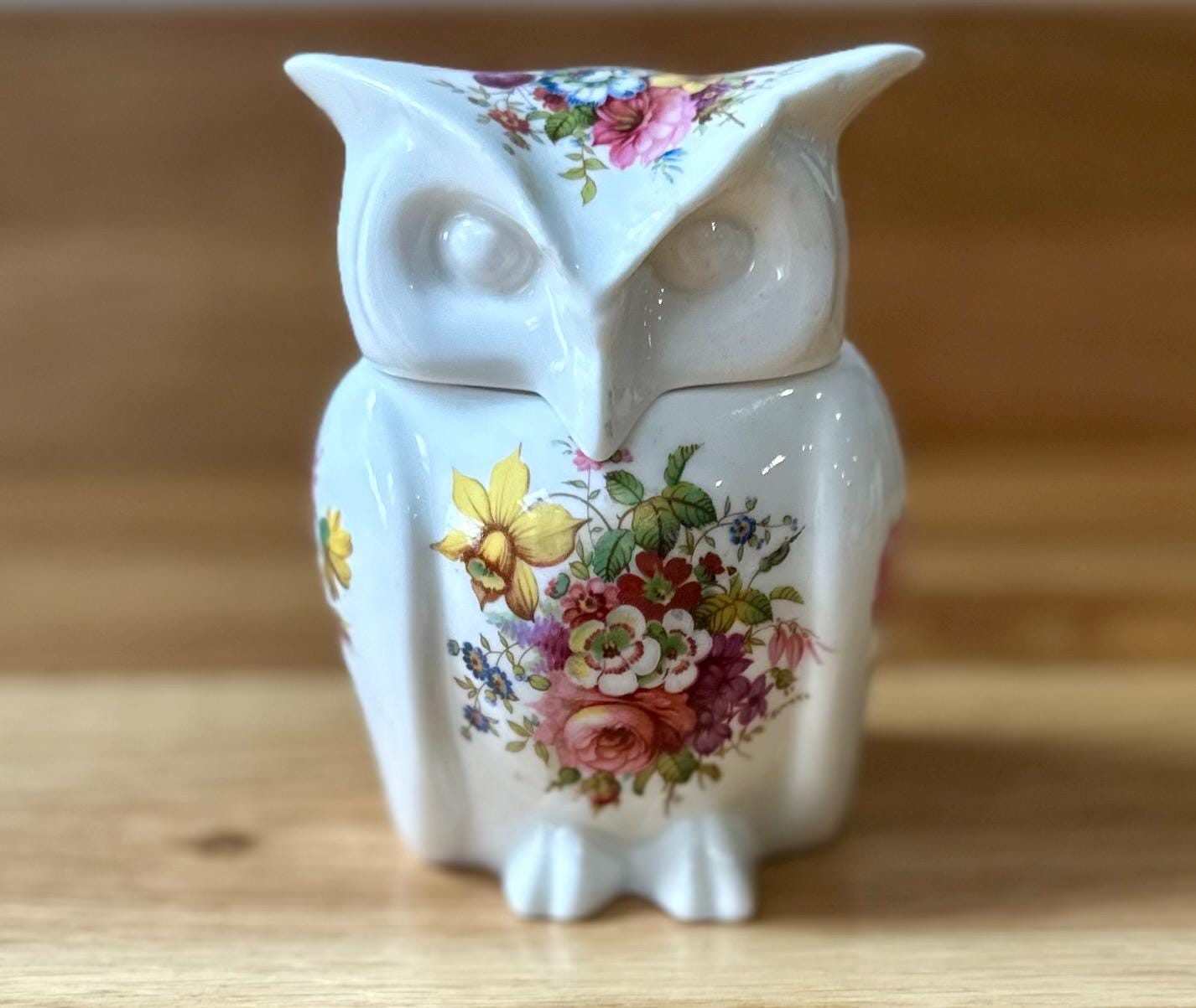 Hammersley Vintage Owl Trinket Jar I  Floral lidded pot | Dainty Flowers l Jewellery Storage | Farm 