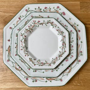 ETERNAL BEAU JOHNSON Brothers China l Pink Ribbons l Dinner Salad and Side Plates l Floral vintage china l Octagonal china