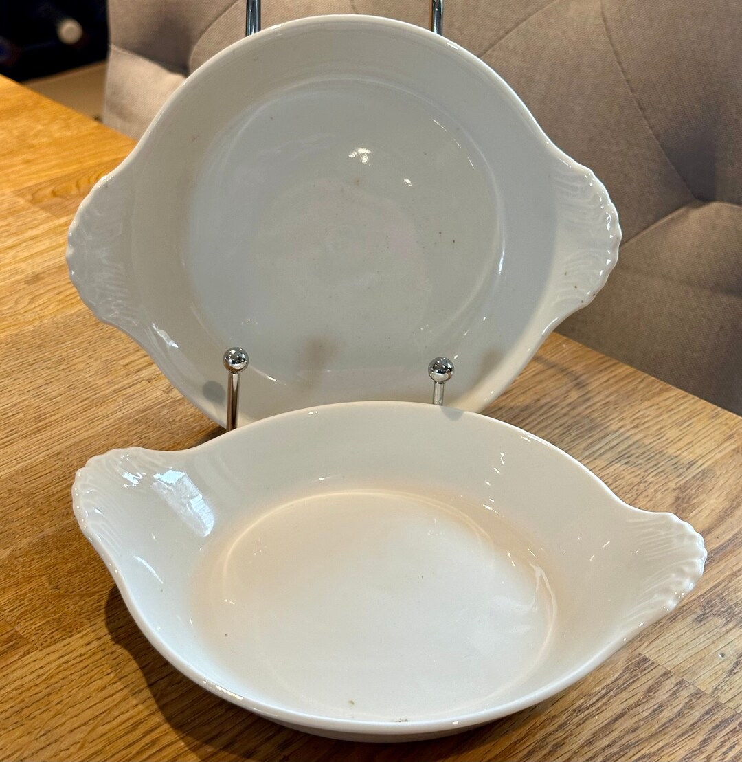 Vintage Apilco Porcelain Scalloped Au Gratin Dishes L Made in France L