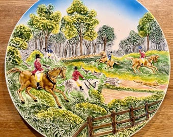 Western Ceramic Sammler dekorative Wandhalterung Keramikplatte hergestellt in Deutschland Darstellung einer Jagdszene Größe 13 1/4 "im Durchmesser 3876