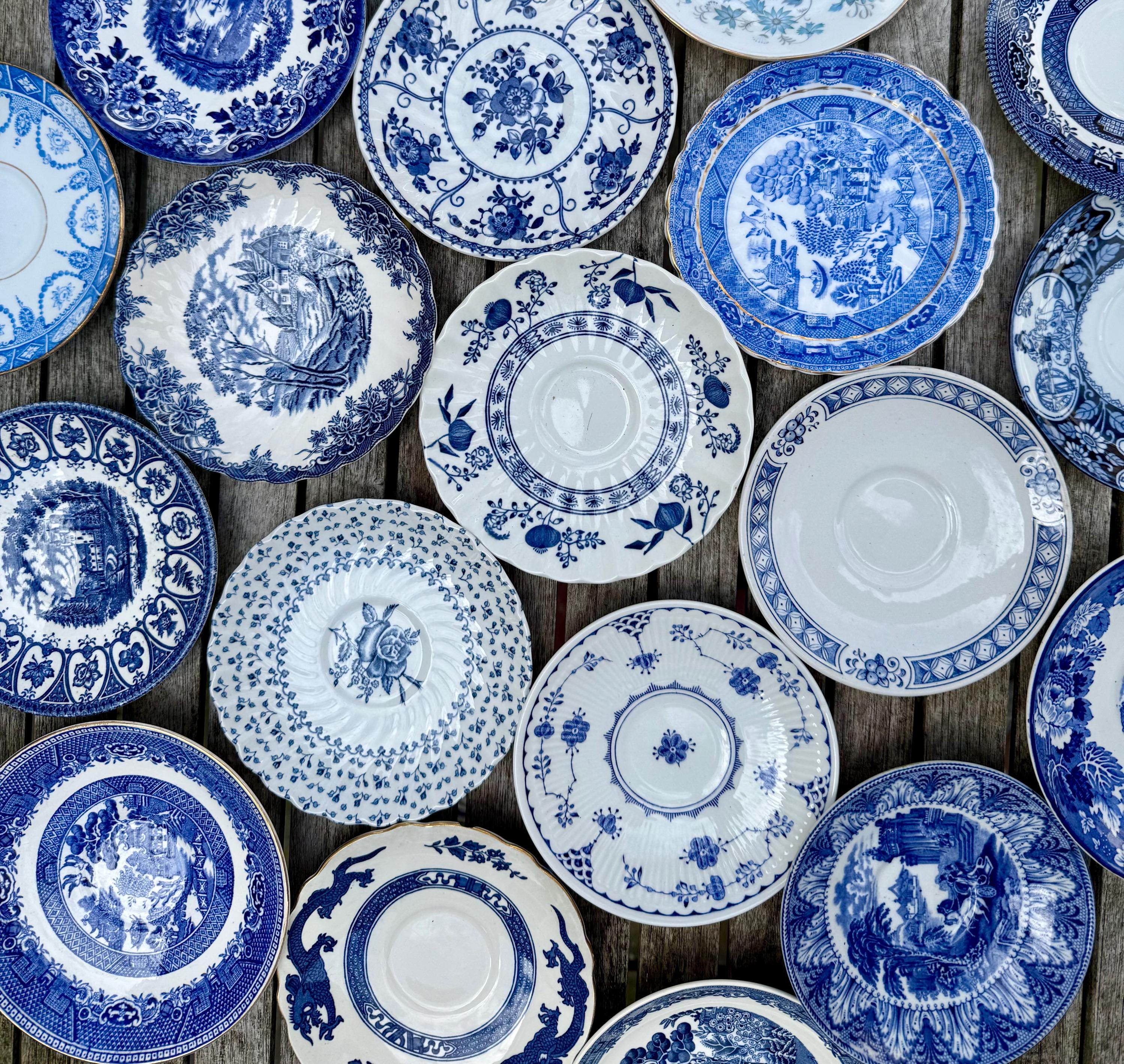 England white and blue plate