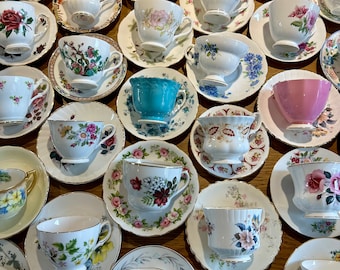 3/4/5 x Jolies tasses à thé et soucoupes dépareillées VINTAGE l Mix & Match l Mariage vintage l Artisanat l Tea Party