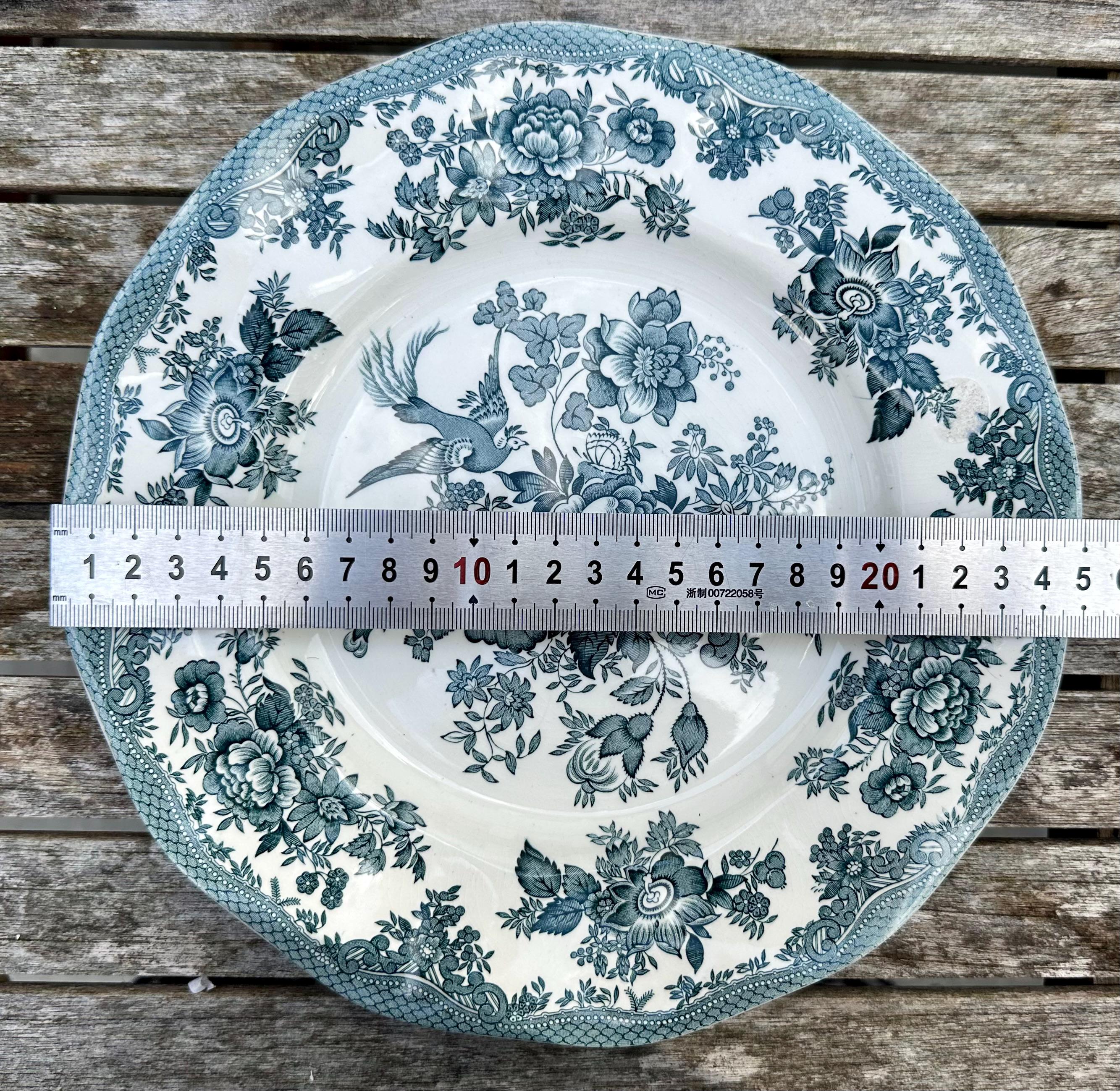 VINTAGE ENOCH WEDGWOOD Asiatic Pheasants Dinner Plate in Teal Blue