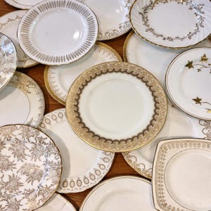 Mismatched Gold and White Vintage Side Plates – Mix and Match China