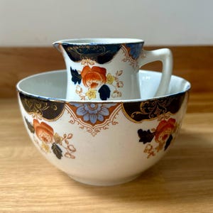 ANTIQUE ENGLAND Milk Jug / Creamer & Sugar Bowl l ‘Julia&#39; Pattern Floral Edwardian l Bone China