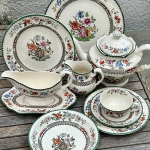 SPODE CHINESE ROSE Antigo Copeland Spode Bule, tigelas, pratos, xícaras e pires l Chinoiserie l Fabricado na Inglaterra l Vendido individualmente
