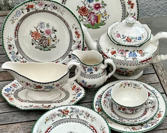 SPODE CHINESE ROSE Antique Copeland Spode Teapot, Bowls, Plates