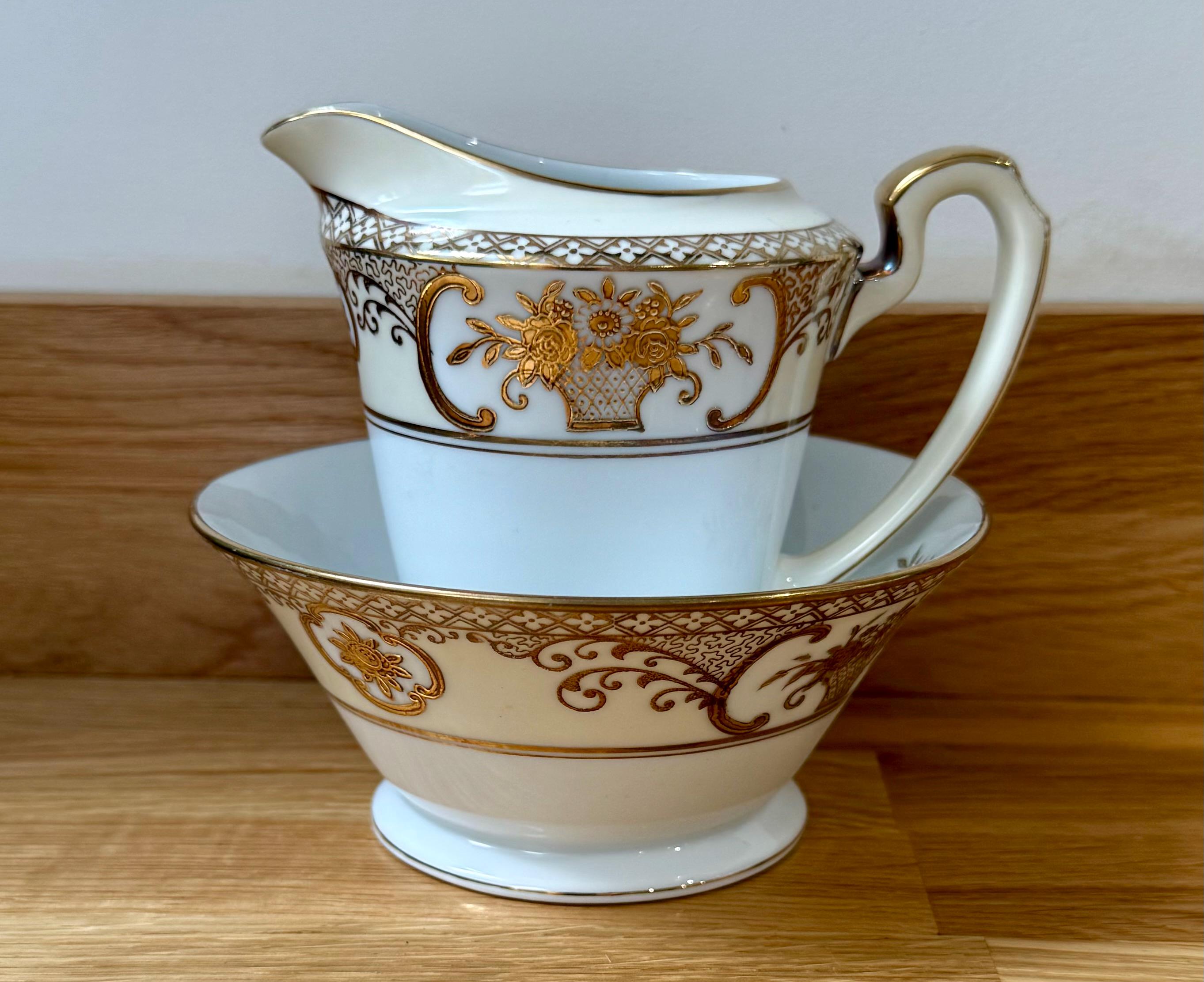 NORITAKE Gold Flower Basket L Vintage Sugar Bowl Milk Jug