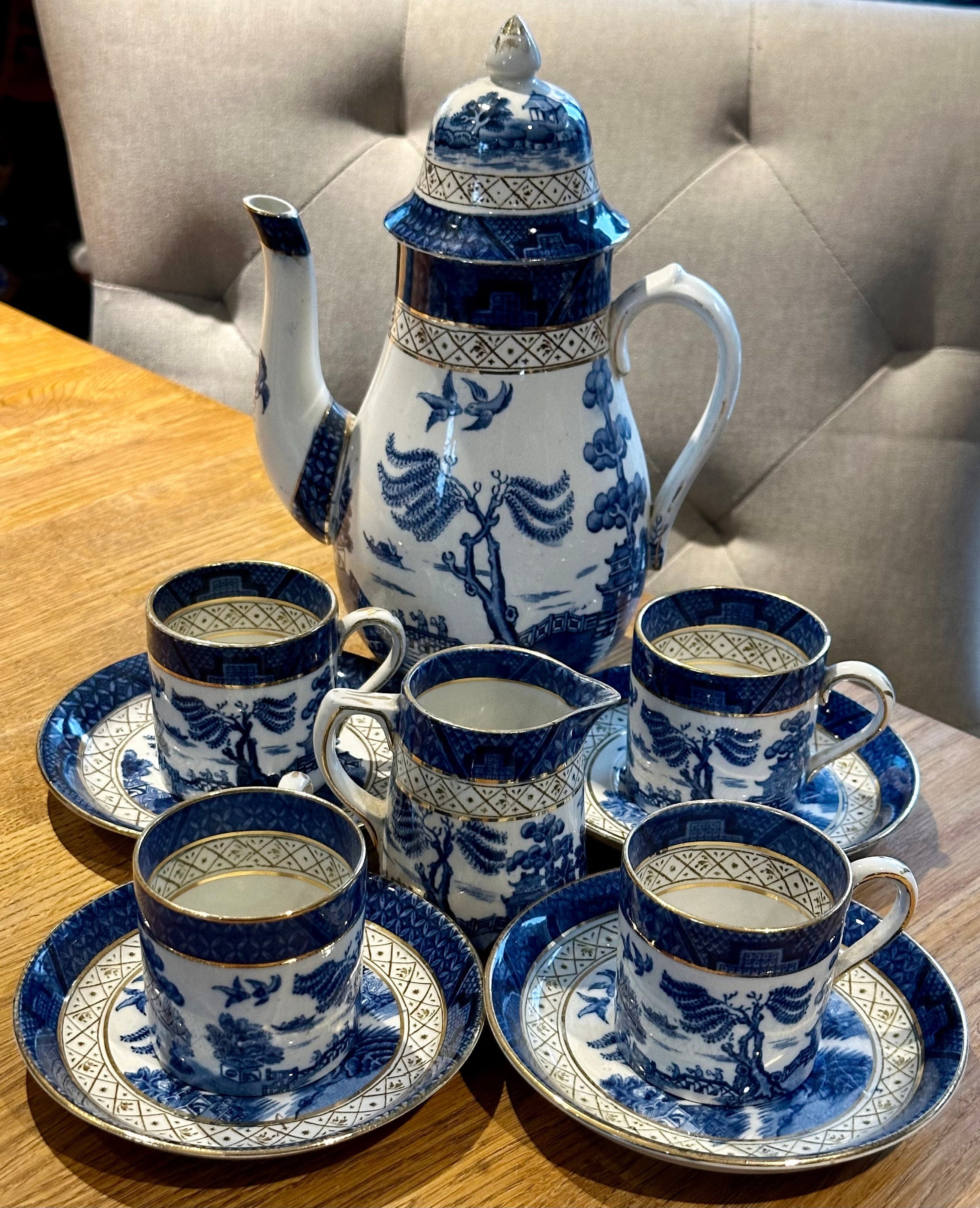 Tea Set Willow Pattern Cups Blue Willow Bone China Coffee Cups And