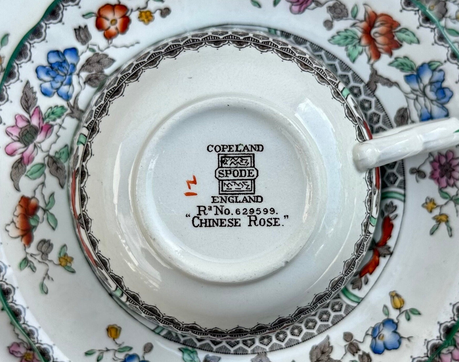 Antique Spode Chinese Rose Teapot, Bowls, Plates, Cups, Saucers