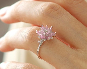 Engagement Ring,Lotus Ring, Engagement Ring Woman, Desing Rings, Flowers Engagement Ring, Gift For Mom, Statement Rings, Meditation Ring