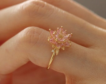 lotus flower ring.pink lotus flower.birthday gift.gift for girlfriend.gift for mother.gift.special gift