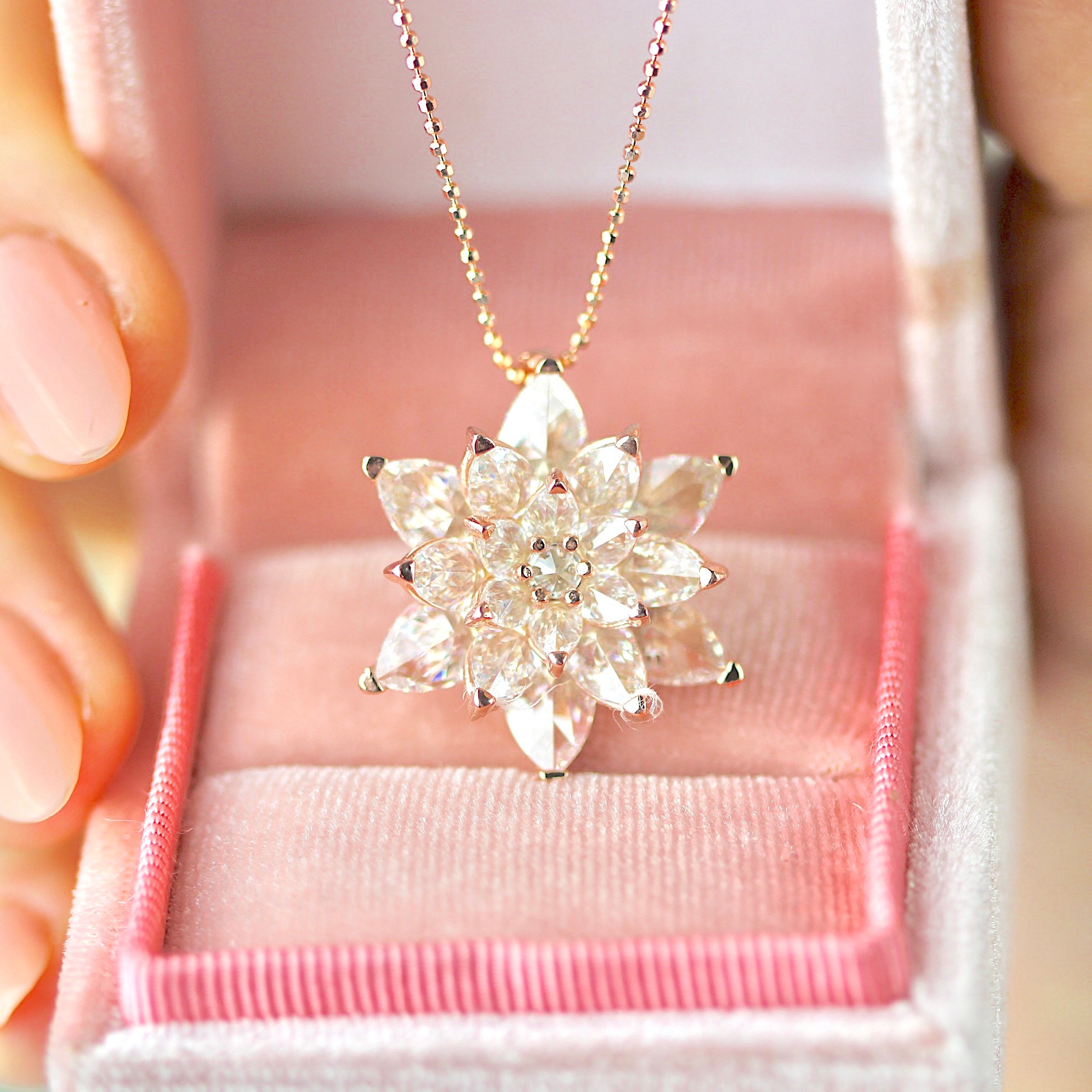 Rose Gold Lotus Flower Necklace Small Lotus Necklace Etsy