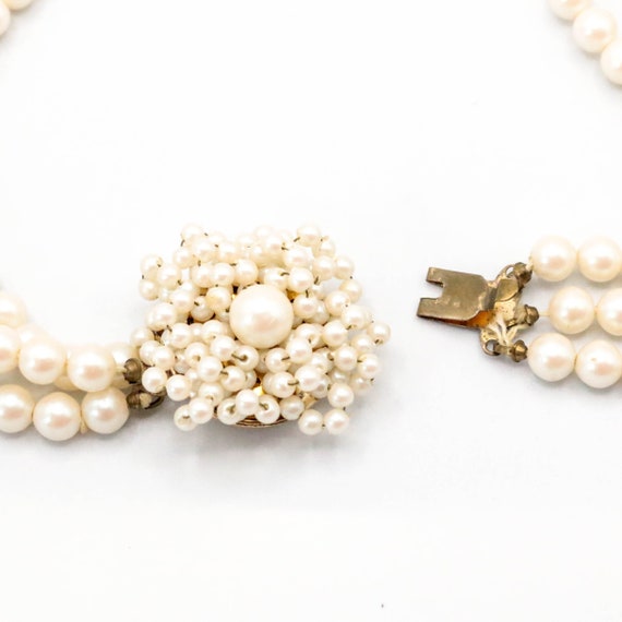 Vintage 1970's Three Strand Faux Pearl Necklace w… - image 7