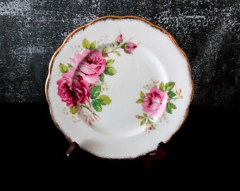 Vintage 7 1/8" Plates Royal Albert American Beauty 1970's Pink Roses Side Bread & Butter Dessert Plate