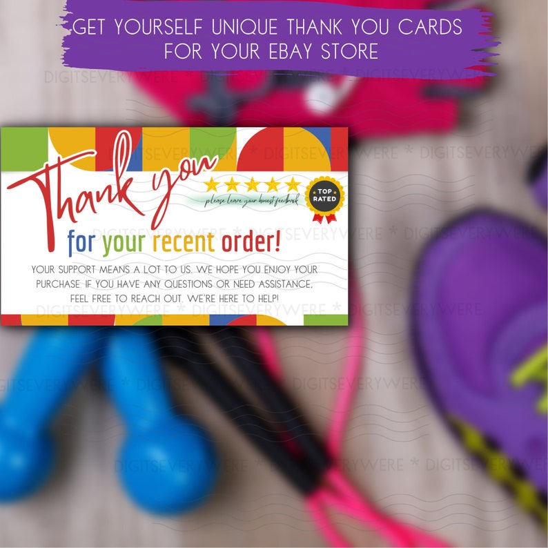 Thank You Card for Ebay Printable Template, Ebay Thank You Note, Ebay
