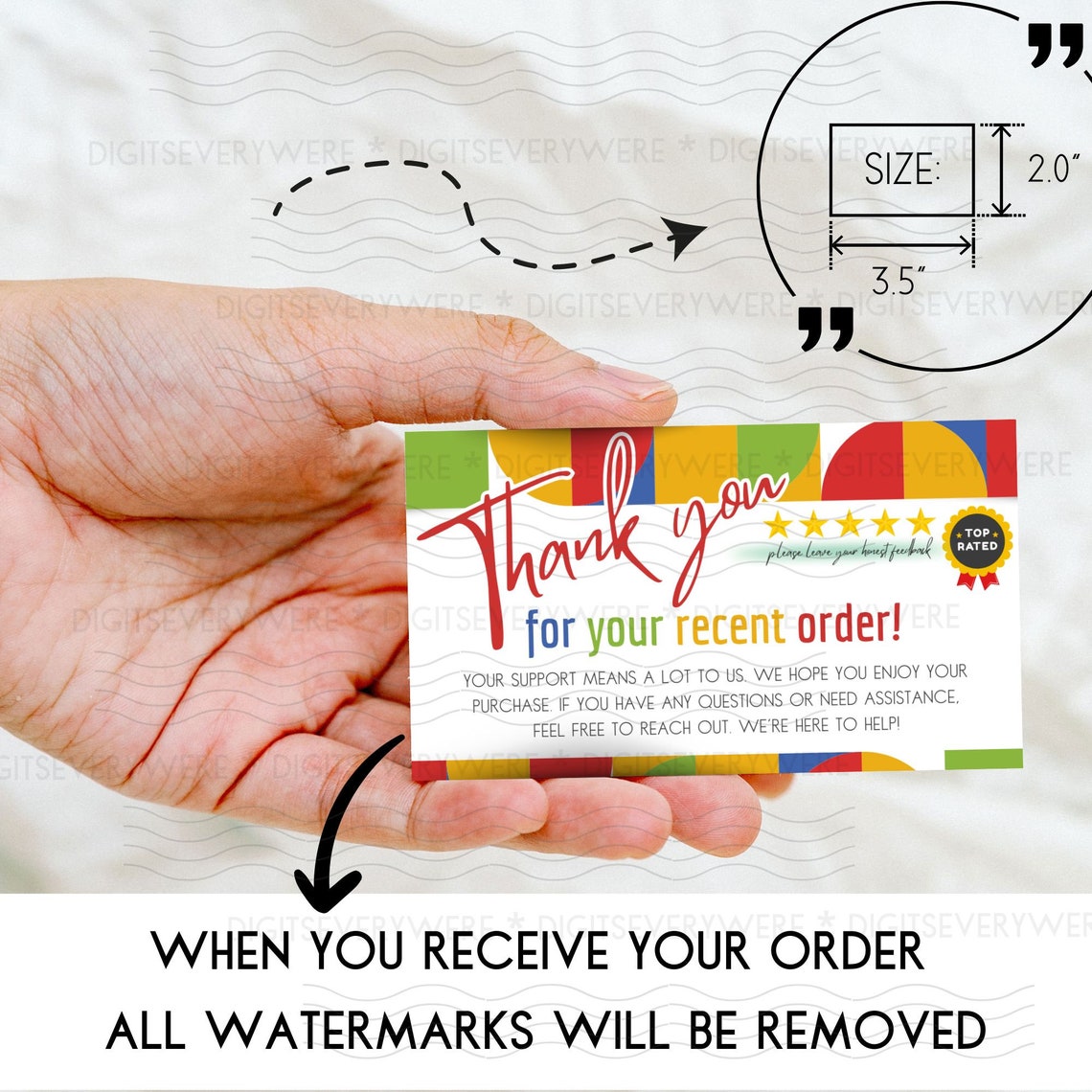 Thank You Card for Ebay Printable Template, Ebay Thank You Note, Ebay