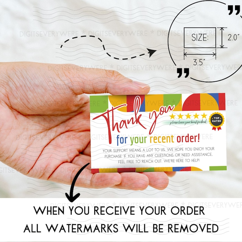 Thank You Card for Ebay Printable Template, Ebay Thank You Note, Ebay