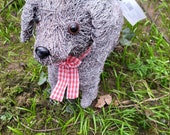 Gorgeous grey brushwood dog planter, suitable for indoor or outdoors