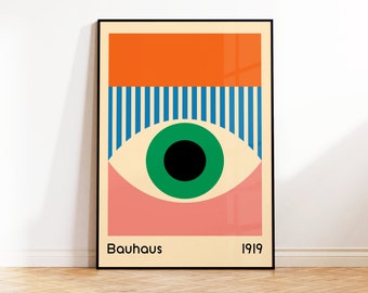 Bauhaus Print, Mid Century Modern, Colourful Eye Geometric Wall Art, Modern Art, Minimalist Print, Retro Wall Art, A5 8x10 A4 A3 A2 50x70