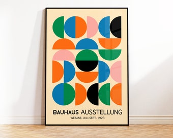 Mid Century Modern Art, Bauhaus Exhibition Poster, Minimalist Retro Wall Art, Geometric Wall Art, Bauhaus Poster Print, 8x10 A5 A4 A3 A2