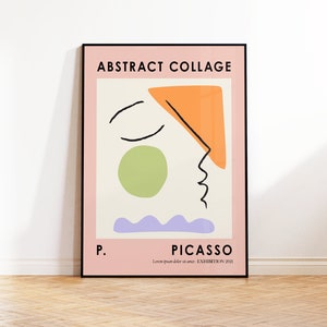 Picasso Exhibition Art Print, Picasso Abstract Poster, Modern Wall Art, Picasso Collage Design, Bedroom, Bathroom, Kitchen, 5x7 A5 A4 A3 A2 image 1