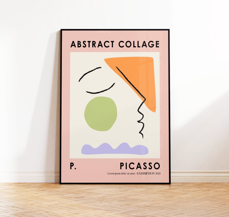 Picasso Exhibition Art Print, Picasso Abstract Poster, Modern Wall Art, Picasso Collage Design, Bedroom, Bathroom, Kitchen, 5x7 A5 A4 A3 A2 image 1