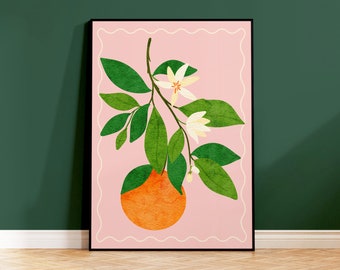 Oranges Fruit Print, Botanical Fruit Print, Kitchen Print, Orange Tree Plant Poster, Kitchen, Dining Room, Watercolour, 5x7 A5 A4 A3 A2 A1