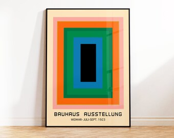 Bauhaus Retro Print, Vintage Bauhaus Poster, Colourful Exhibition Poster, Mid-Century Wall Art, Bedroom, Office, Lounge, 5x7 A5 A4 A3 A2