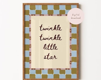 Twinkle Twinkle Little Star Wall Art, Whimsical Nursery Decor, Vintage Style Baby Room Print, Children’s Room Art, DIGITAL DOWNLOAD