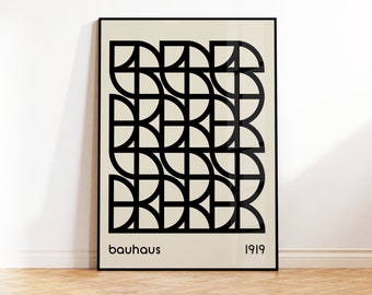 Bauhaus Print, Mid Century Modern, Beige Black Geometric Wall Art, Modern Art, Minimalist Print, Retro Wall Art, 5x7 A5 8x10 A4 A3 A2 50x70