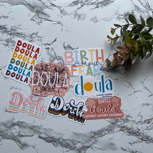 DOULA STICKERS Minimalist Colorful // Vinyl water resistant laptop sticker // Die cut water bottle decal