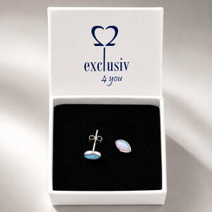 Ohrstecker aus echten Opal Edelsteine in Sterlingsilber925, marquise Schliff mit Push-back Verschluss, Geschenkverpackung und Versand gratis