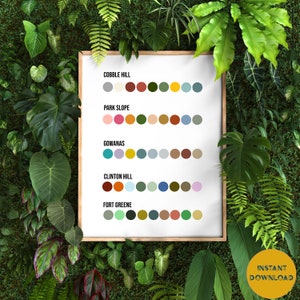 Brooklyn Neighborhoods Palette Print | Brooklyn Digital Art Printable | Fort Greene | Clinton Hill | Park Slope | Gowanus | Cobble Hill