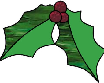 Stained Glass Holly Leaves Pattern makes a great Christmas decoration