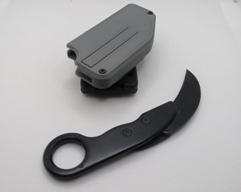 EDC Folding Karambit Claw with Quick Draw Sheath (self opening; instant open; Draw-to-unfold action; pivoting tek-lok compatible mount)