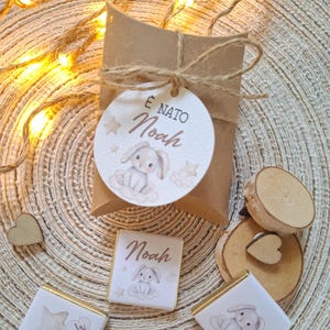 Bomboniera  scatolina con 3 cioccolatini personalizzati+tag bigliettini. Nascita battesimo compleanno bambino bambina. Dolci animaletti