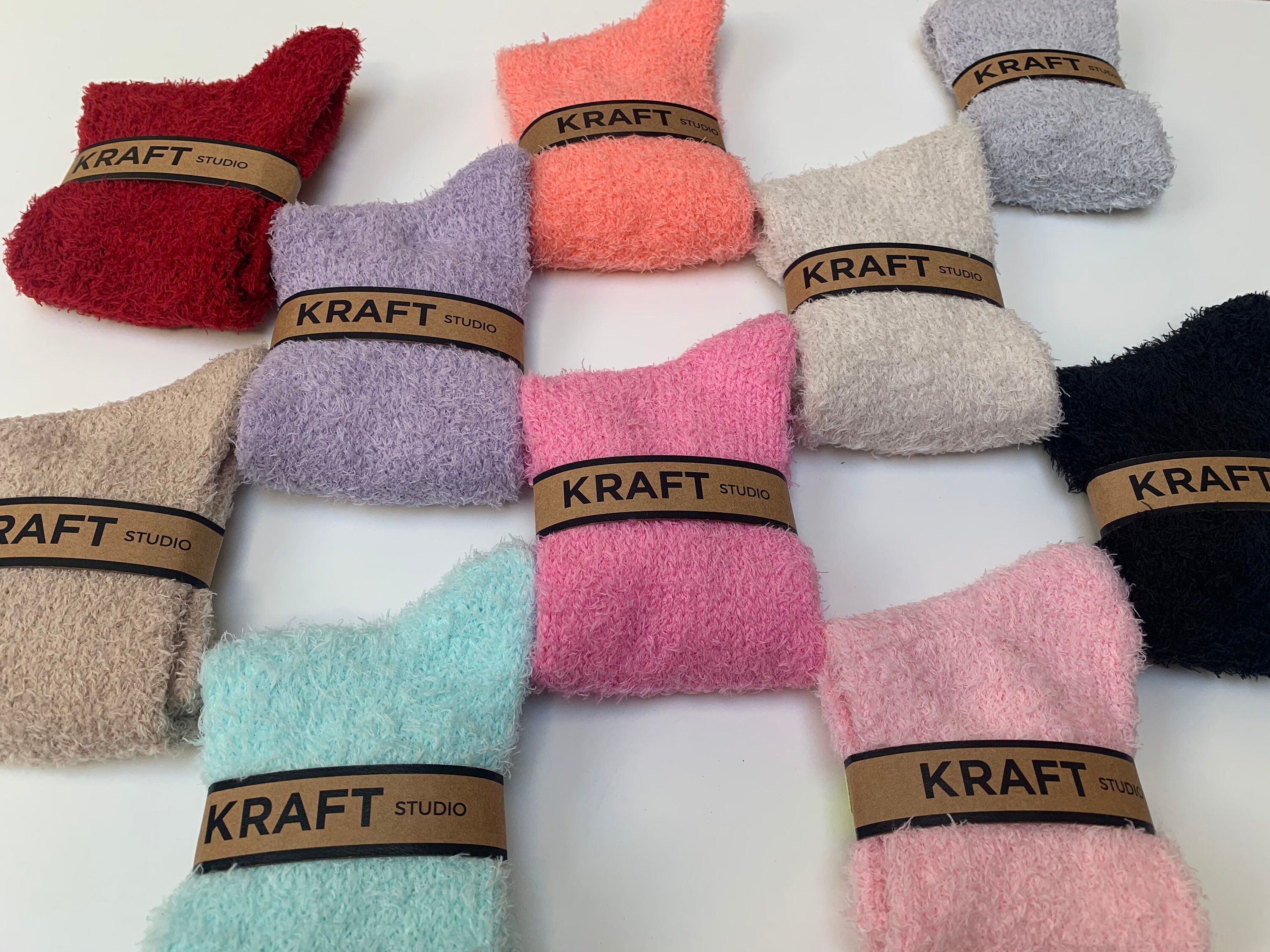 Warm fuzzy socks with pastel colors 10 different color | Etsy