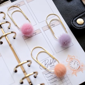 Pom Pom Paper Clip for Planner Journal Accessories Paper Clip Cute Bible Journaling Accessories Colorful Paper Clip for Notebook