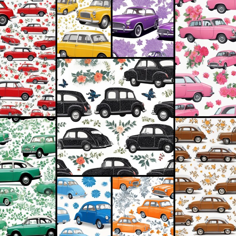 Seamless Car Patterns | Digital Paper | Printable Design | Direct ...