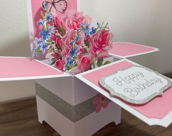 Happy Birthday Pop-Up Flower Box Card: 3D Flower Vase