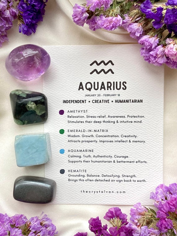 AQUARIUS Zodiac Crystal Kit Gift January February Birthday Gifts
