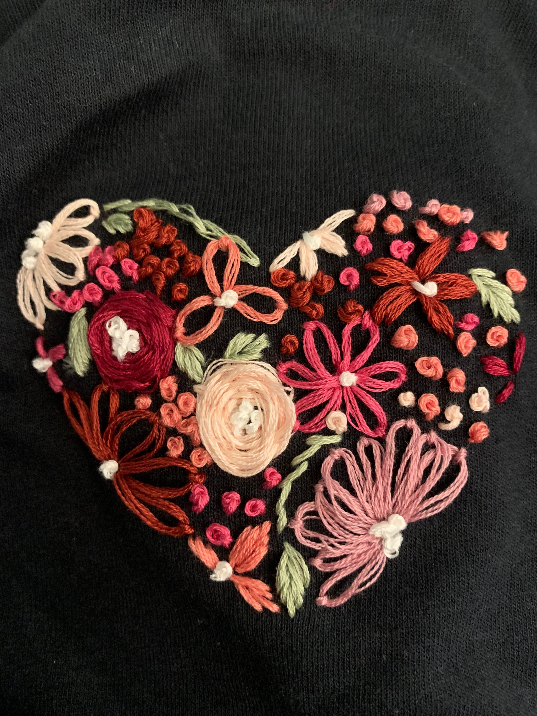 HAND EMBROIDERED Heart T Shirt Etsy