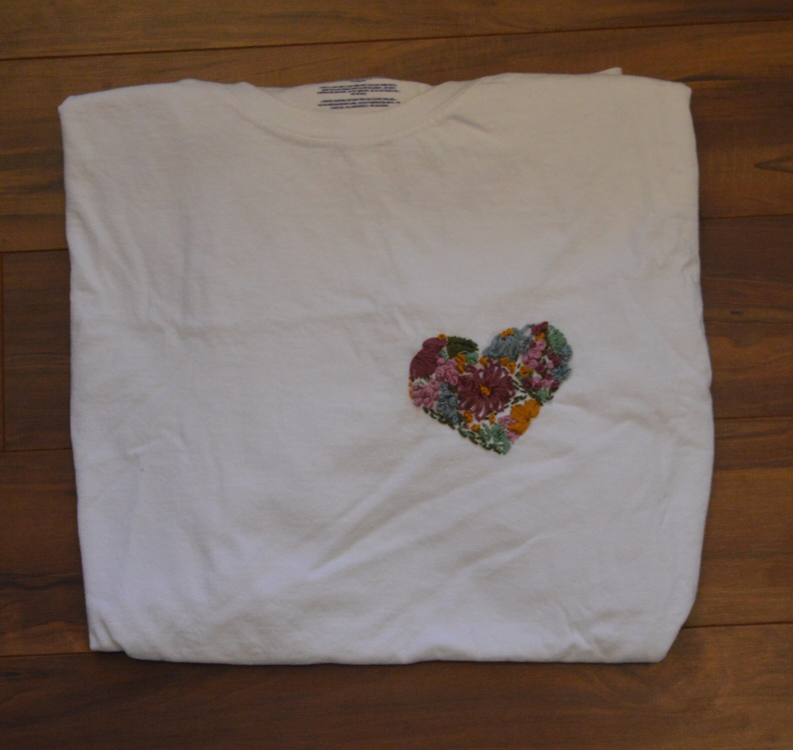HAND EMBROIDERED Heart T Shirt Etsy