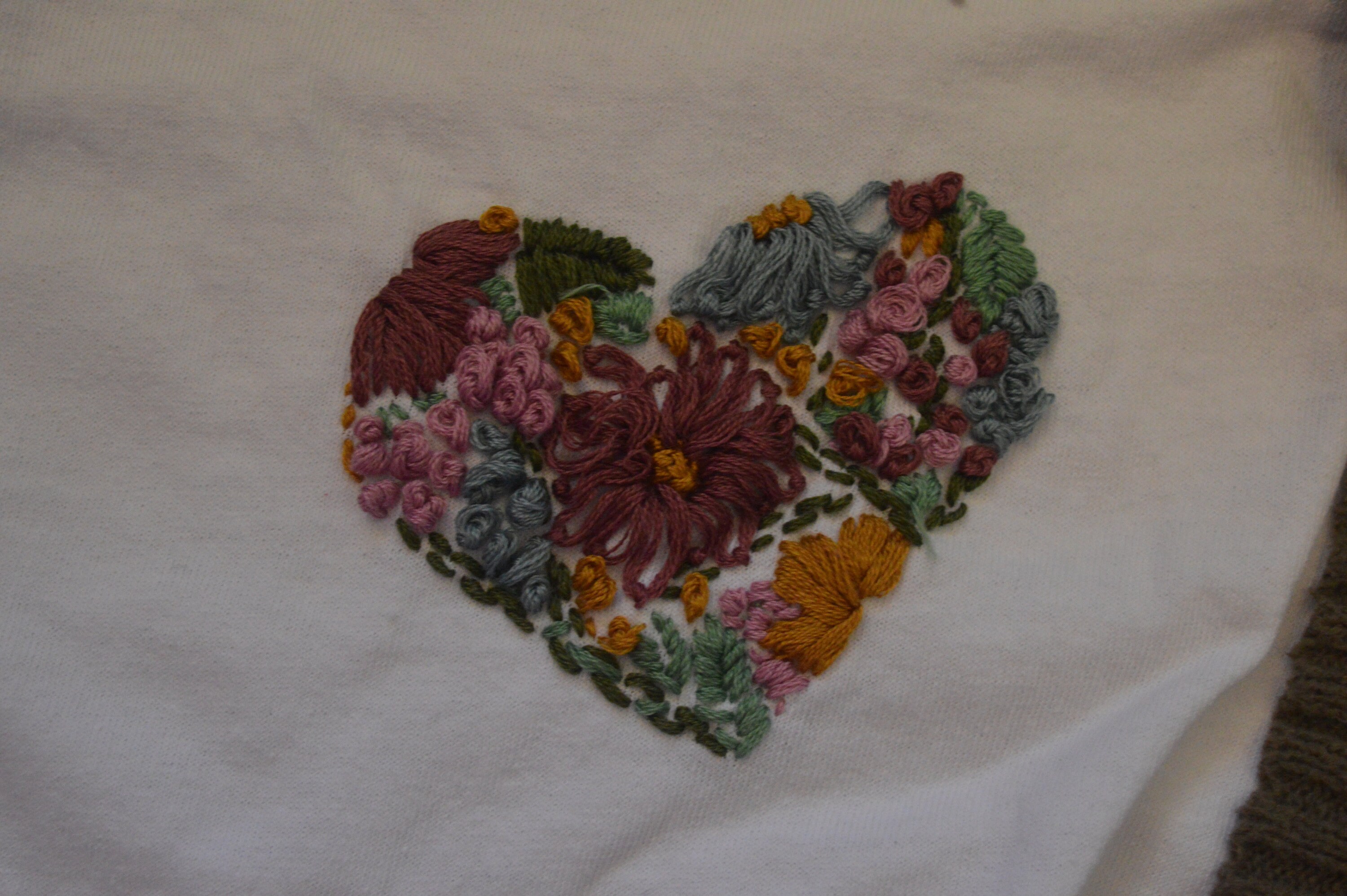 HAND EMBROIDERED Heart T Shirt Etsy