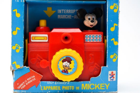 Vintage Mickey Mouse Musical Camera – ILCO Disney Wind-up Toy in