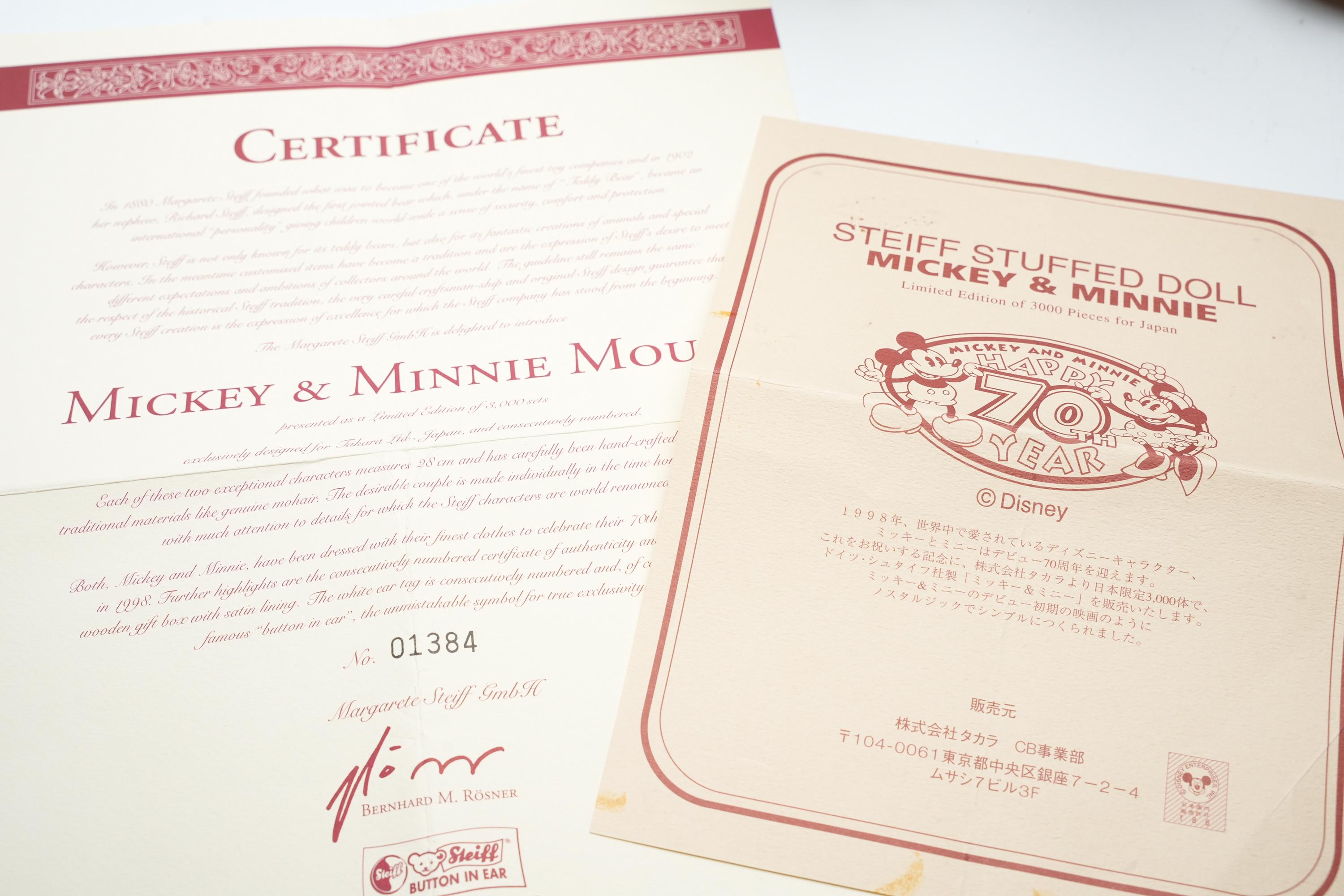 Steiff Disney – Mickey & Minnie Mouse 70th Anniversary Set