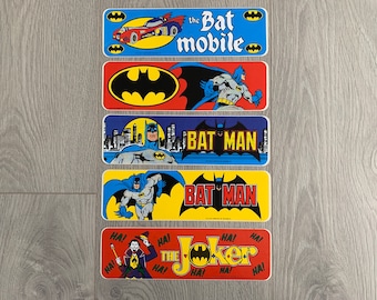 DC Comics Batman-klistermärken från 1989 (TM & DC Comics Inc. '89 / Mr. Badge, Nederländerna)