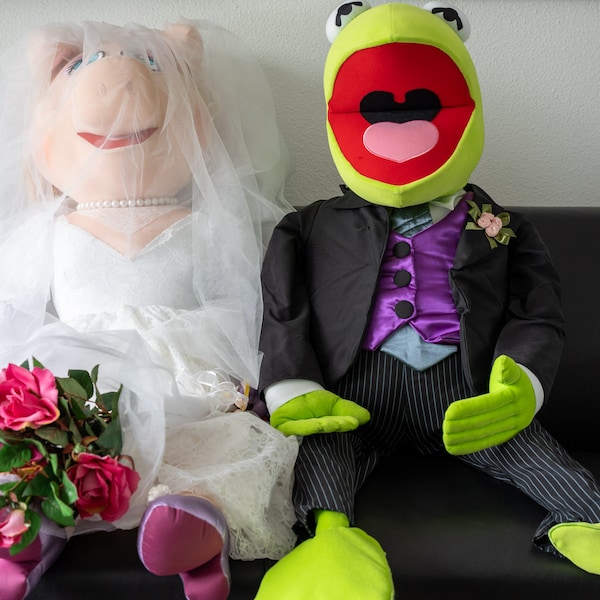 Miss Piggy y la rana Kermit de tamaño natural de Los Muppets - Jim Henson - extremadamente raro - Juguetes agrícolas para jóvenes