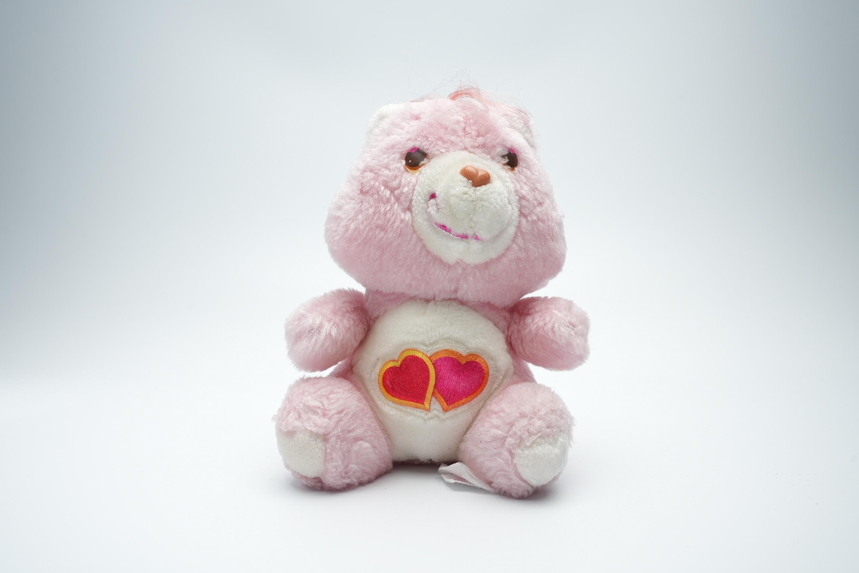 Vintage Care Bears Love-a-lot Bear Plush – Pink With Two Hearts